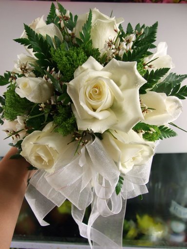 white rose bouquet. Every prom ouquet, uniquely